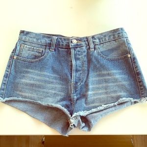 High waisted denim shorts
